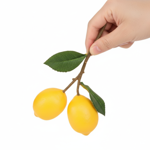 Product Decorative lemon branch 16cm, artificial fruits 3pcs