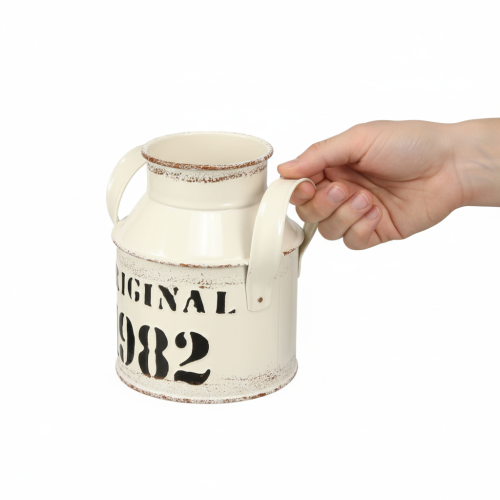 Product Metal decorative jug “Original 1982” Cream Rust H13cm 2pcs