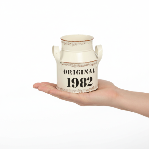 Product Metal decorative jug “Original 1982” Cream Rust H16cm 2pcs