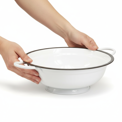 Product Decorative metal bowl in white and black vintage style, Ø20.5cm, 3 pieces