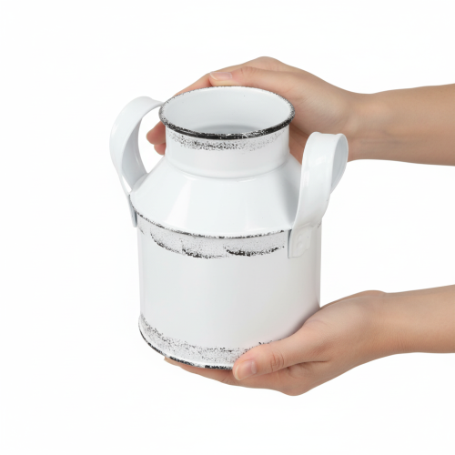 Product Decorative metal jug with handles, white and black, 13cm high, 2 pieces