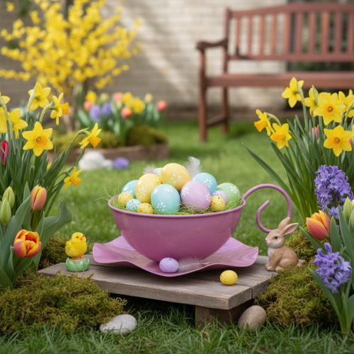 Product Metal mug Ø16cm H9cm Decorative mug with saucer Pink 2pcs