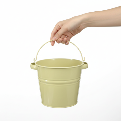 Product Decorative metal pot, green/yellow, flower pot, 31x26x21.5cm