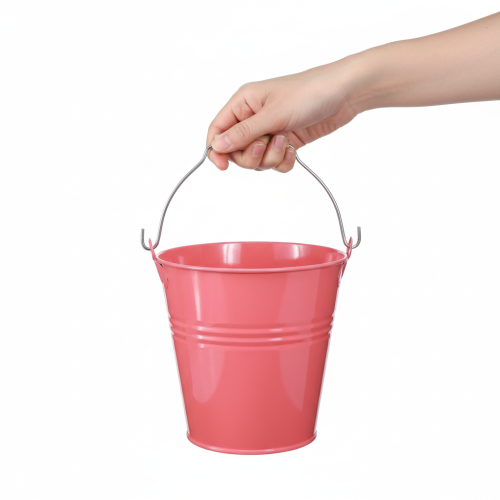Product Decorative Pink Metal Flower Pot Bucket 26x22.5x23cm 6l