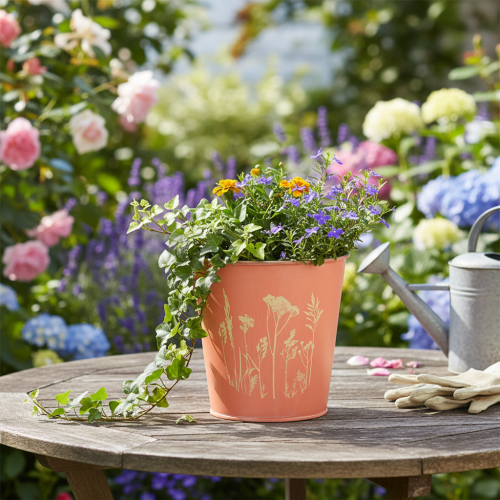 Product Flower pot Apricot planter metal Ø11.5cm H11.5cm