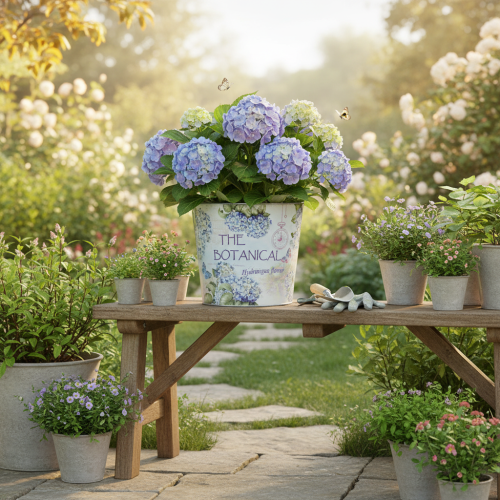 Product Small metal flower pot/planter for hydrangea, Ø17.5cm H16cm