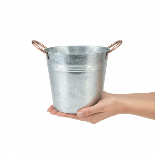 Product Metal flower pot with handles, decorative bucket, Ø21cm H19.5cm