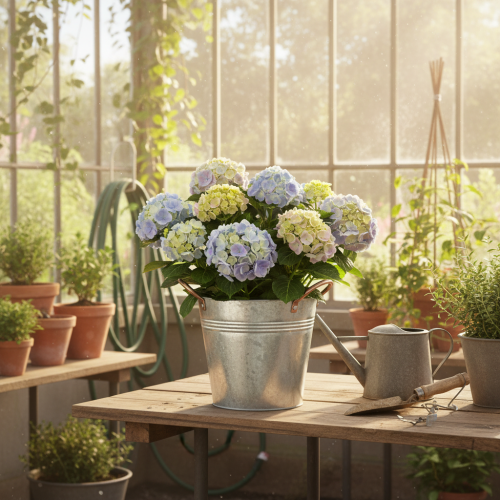 Product Metal flower pot with handles, decorative bucket, Ø16cm H15cm