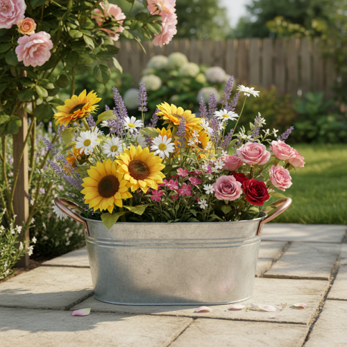 Product Flower bowl with handles, decorative bowl, metal, 17.5×12×9cm