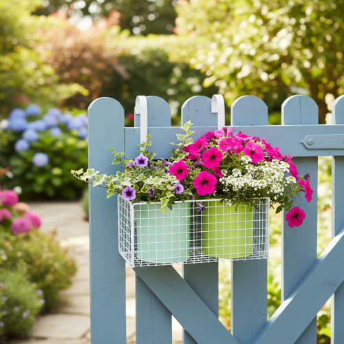 Product Hanging metal flower pot, green, balcony decoration, L22cm H23.5cm