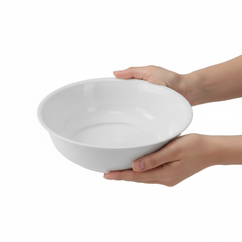 Product Metal bowl, white, enamel-look bowl, Ø25cm, H7cm