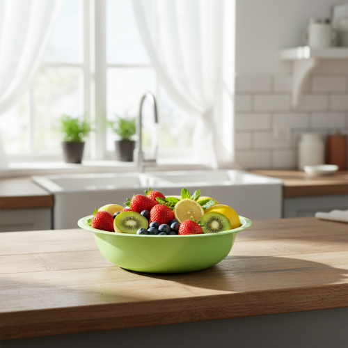 Product Decorative bowl metal enamel look bowl green lime 25cm