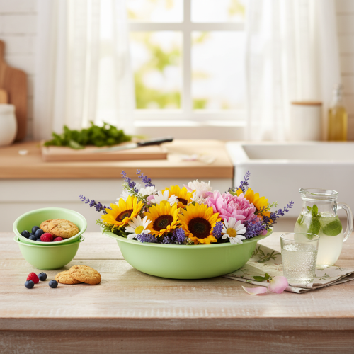 Product Decorative metal bowl with enamel look, green lime green, 25cm