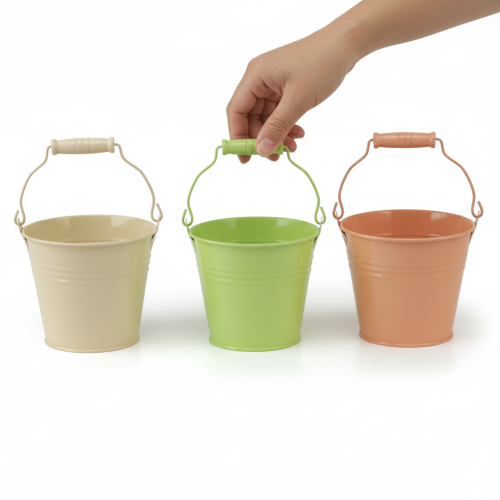 Product Bucket with handle primrose pot metal pastel 11.5×8.5cm 8 pcs