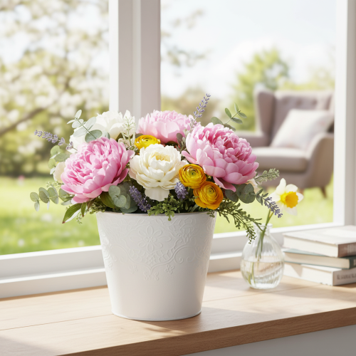 Metal planter, pastel white, Ø16cm H14cm | Floristik24.co.uk