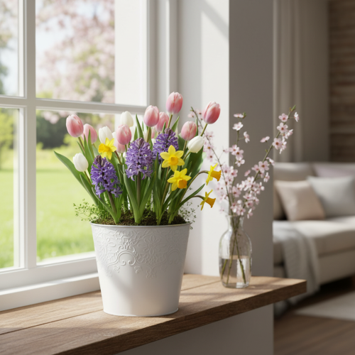 Metal planter, pastel white, Ø16cm H14cm | Floristik24.co.uk