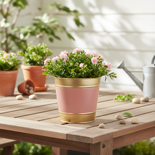 Product Metal plant pot/flower pot/planter, Ø13cm H12cm, 4 pieces