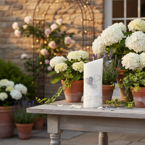 Product Wedding candle, silver wedding candle, white candle 220/85mm