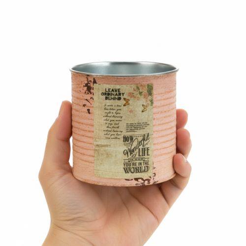 Product Flower pot decorative can salmon metal summer decoration Ø11cm H10.5cm