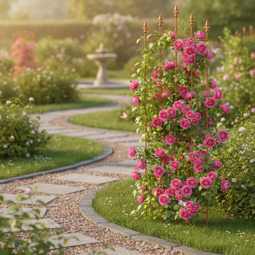 Product Trellis with heart motif, climbing aid in a romantic style for garden paths or terraces, 101cm