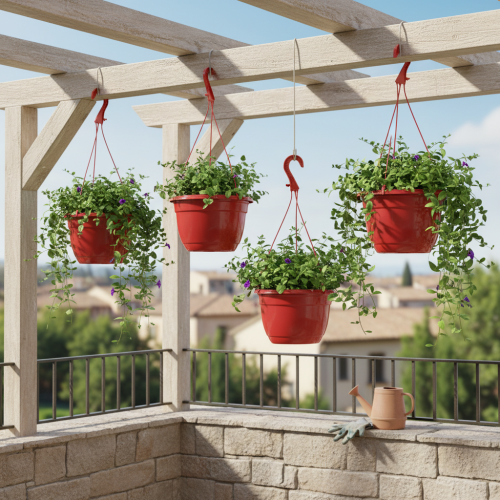 Hanging flower basket red flower pot Ø25cm H50cm | Floristik24.co.uk