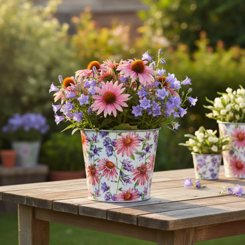 Product Flower pot, spring decoration, planter, metal, Ø12cm, H10.5cm