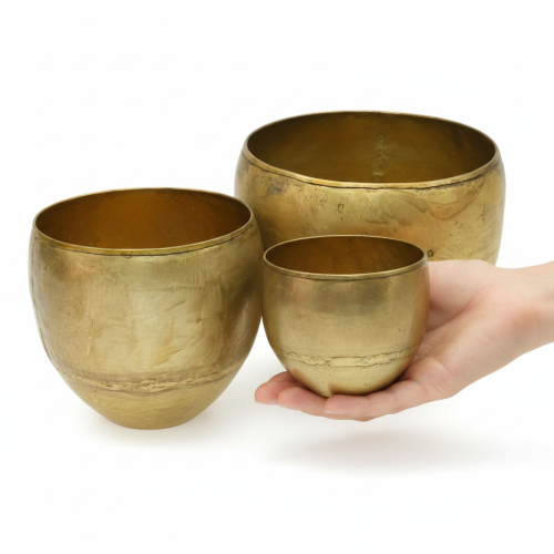Decorative vases brass look metal vases Ø18/15/12.5cm set of 3 | Floristik24.co.uk