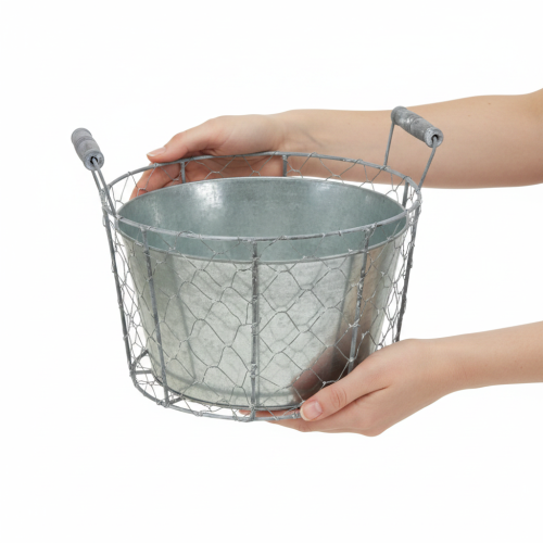 Wire basket pot for planting, spring basket, metal, Ø26cm | Floristik24.co.uk
