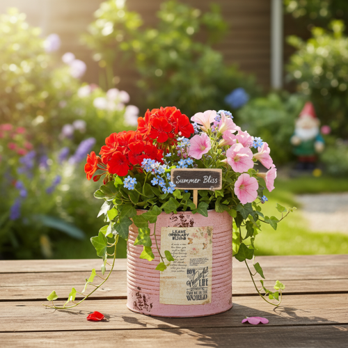 Product Plant pot, antique rose, decorative metal box, vintage, Ø15.5cm H15cm