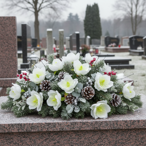 Product Christmas rose on wire, white, 50 pieces