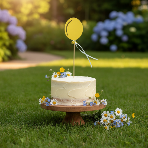Product Flower stick bouquet decoration cake topper balloon yellow 28cm 8 pcs