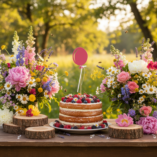 Flower stick bouquet decoration cake topper balloon pink 28cm 8 pcs | Floristik24.co.uk