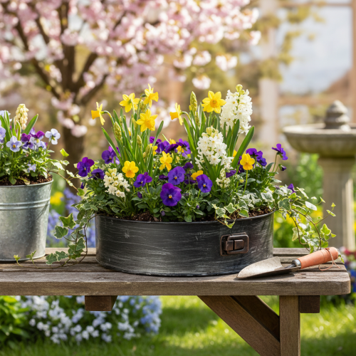 Planter, decorative baking pan, springform pan for planting, metal decoration Ø24cm H7.5cm | Floristik24.co.uk
