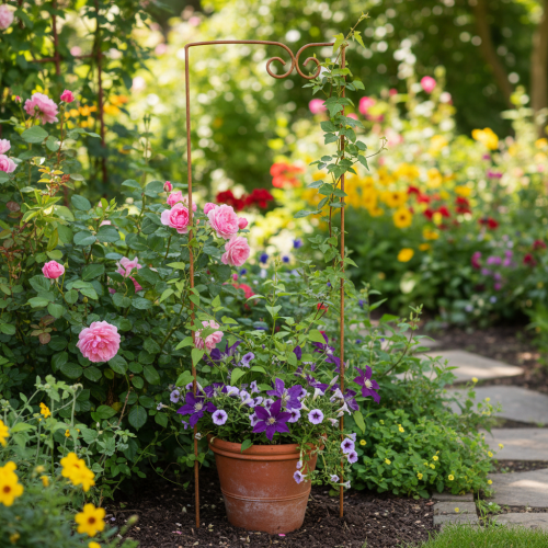 Product Trellis, climbing aid, curved decorative element for flower beds and plant pots, 75cm