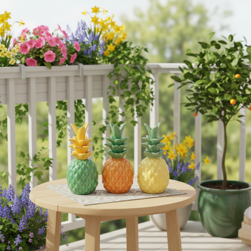 Product Decorative pineapple ceramic, colorful ceramic decoration, assorted, 17cm, 3 pieces