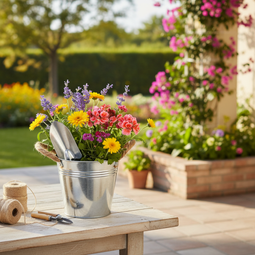 Glossy metal bucket with rope handles, Ø16cm | Floristik24.co.uk