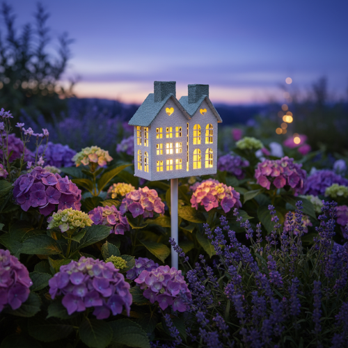 Houses on a Stake - Suited for tealights - Cozy Shabby Chic decor for garden and balcony 80cm | Floristik24.co.uk