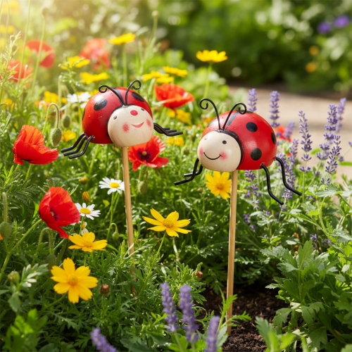 Ladybug garden stakes, decoration for spring and summer, flower decoration, 31cm, 4 pieces | Floristik24.co.uk