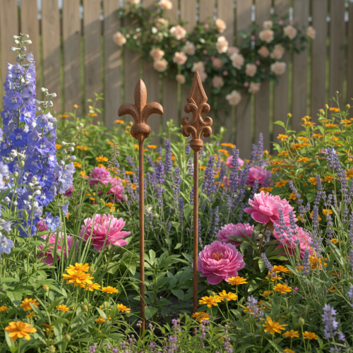 Garden stake rustic decoration lily lance in antique design for outdoor use 60cm 2pcs | Floristik24.co.uk