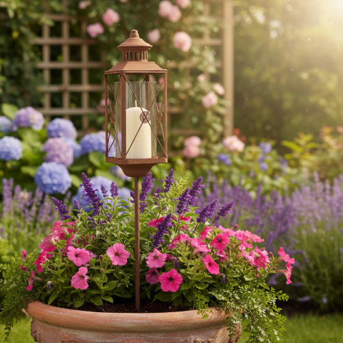 Garden lantern metal decoration rust look 12cmx12cmx135cm | Floristik24.co.uk