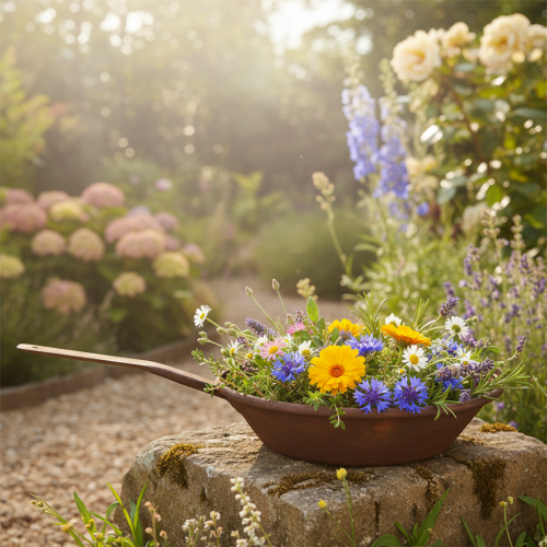 Planting tray, rust-colored pan with handle, metal planter, Ø31cm | Floristik24.co.uk