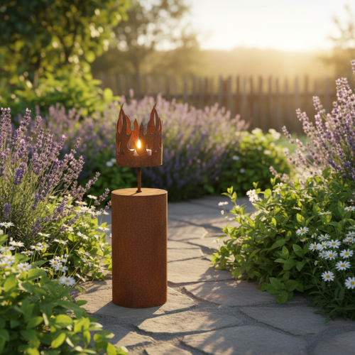 Tealight holder, candle shape, rust decoration, patina metal, H36cm | Floristik24.co.uk