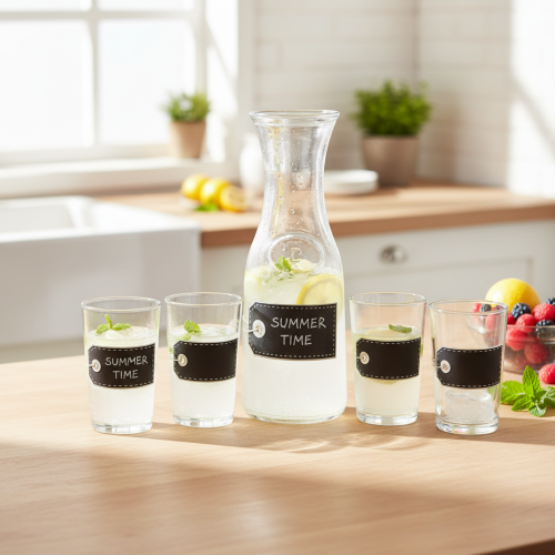 Glass carafe H27cm with 4 glasses H11cm | Floristik24.co.uk