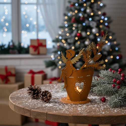 Christmas tealight holder, angel decoration, rust decoration, Ø8cm H18cm | Floristik24.co.uk