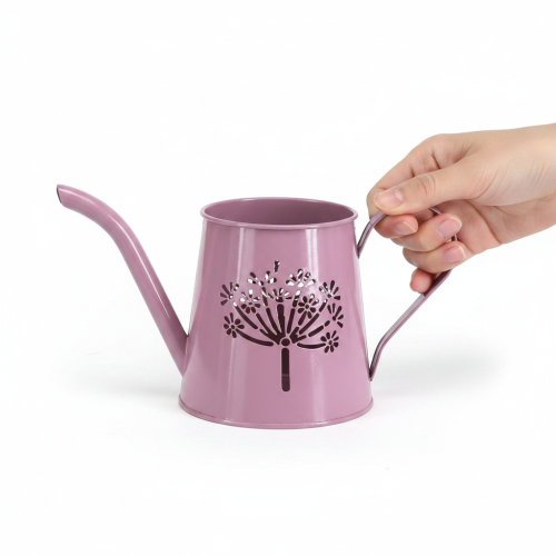 Metal decorative watering can, pink dandelion design, 12cm, 2 pieces | Floristik24.co.uk