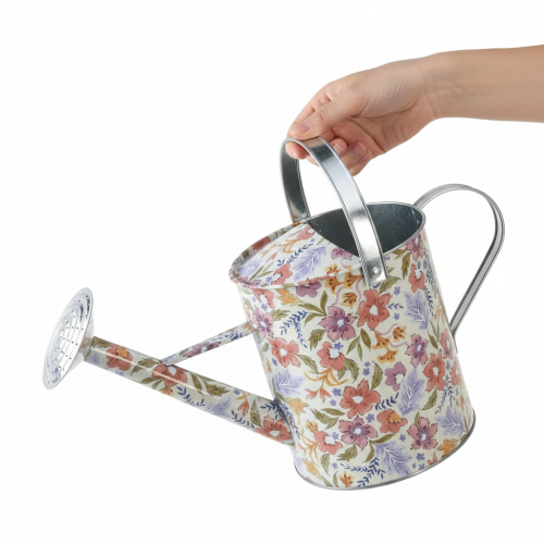 Decorative metal watering can, vintage planter for flowers, Ø18cm | Floristik24.co.uk