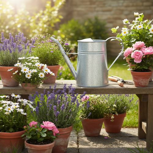 Galvanized decorative watering can, metal, grey, vintage look, 1.7L, H23cm, for stylish flower decorations &amp; planters | Floristik24.co.uk