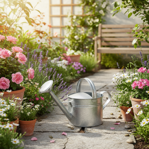 Vintage zinc watering can, 27cm - planter for garden and patio, metal flower pot | Floristik24.co.uk