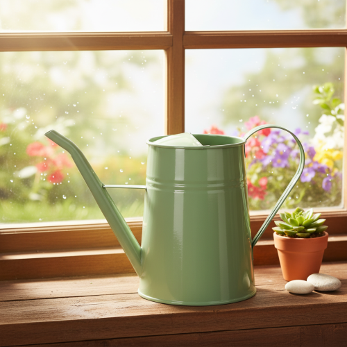 Vintage metal indoor watering can, mint green, 1.7L, decorative vase, retro design, H23cm | Floristik24.co.uk