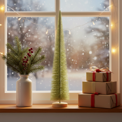 Artificial Christmas tree, decorative tree on a wooden base, 60cm | Floristik24.co.uk